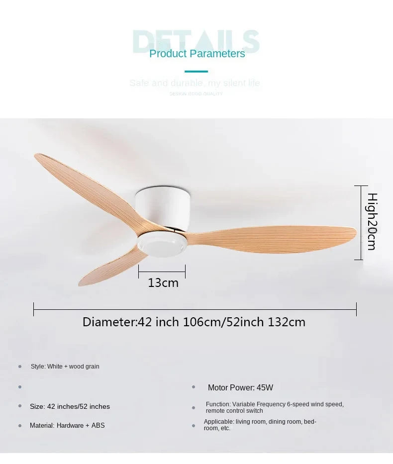Modern Black White Low Floor DC Motor 30W Ceiling Fans With Remote Control Simple Ceiling Fan Without Light Home Fan