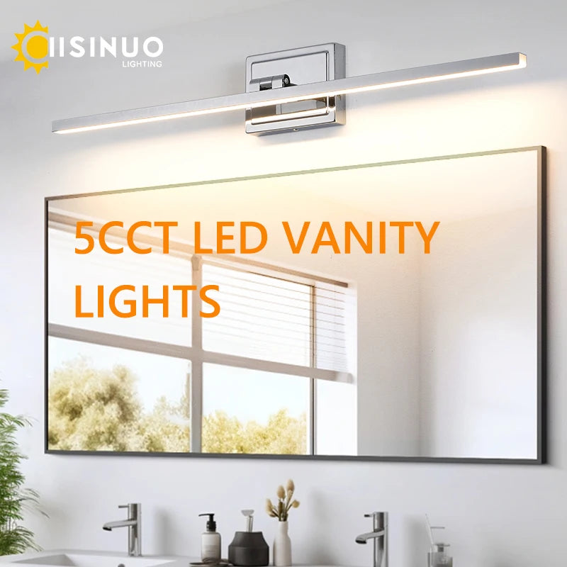 Modern Bathroom Vanity Light LED Dimmable 5CCT Bathroom Light Fixture 180° Rotatable for Over Mirror Bar Bathroom Restroom Decor