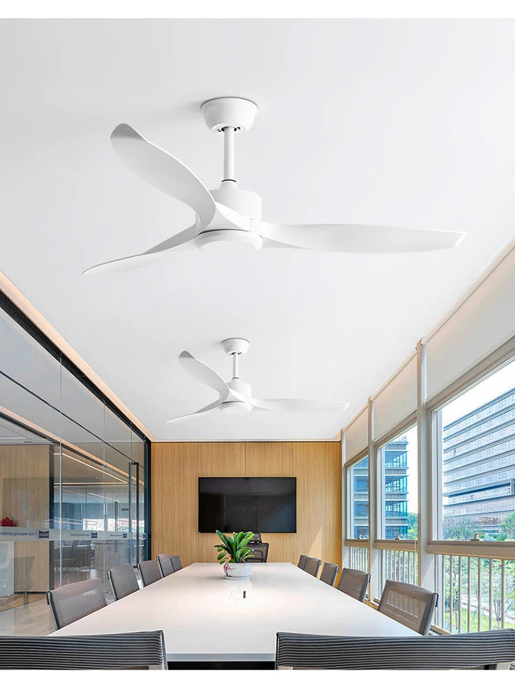 Modern Simple 42 /52 Inch Pure Copper DC Motor Remote Control ABS Blade Led Ceiling Fan With Light Restaurant Fan