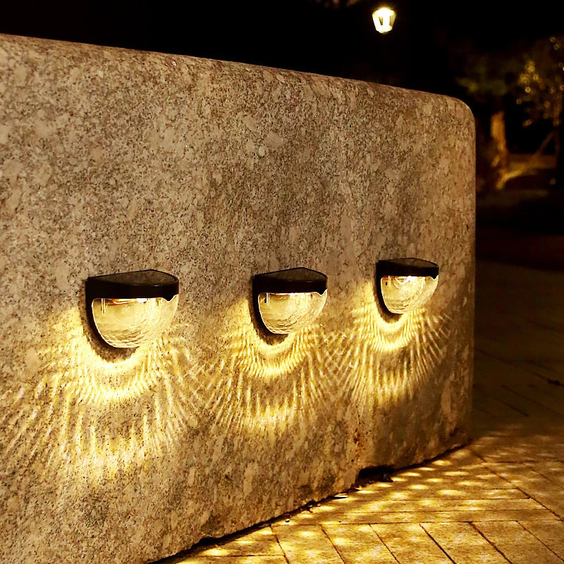 2Pcs Solar Wall Light, Solar Powered Outdoor Lighting, Waterproof Light Control Fence Lamp for Deck Yard Garage Stair