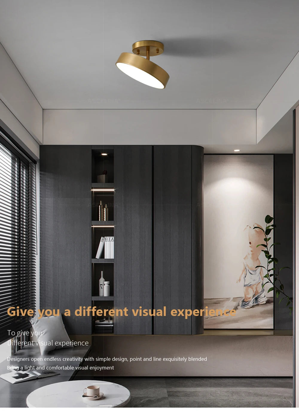 Modern LED Ceiling Light Copper Lamp For Bedroom Living Room Light Nordic Round Gold Black Entryway Corridor Aisle Decor Fixture