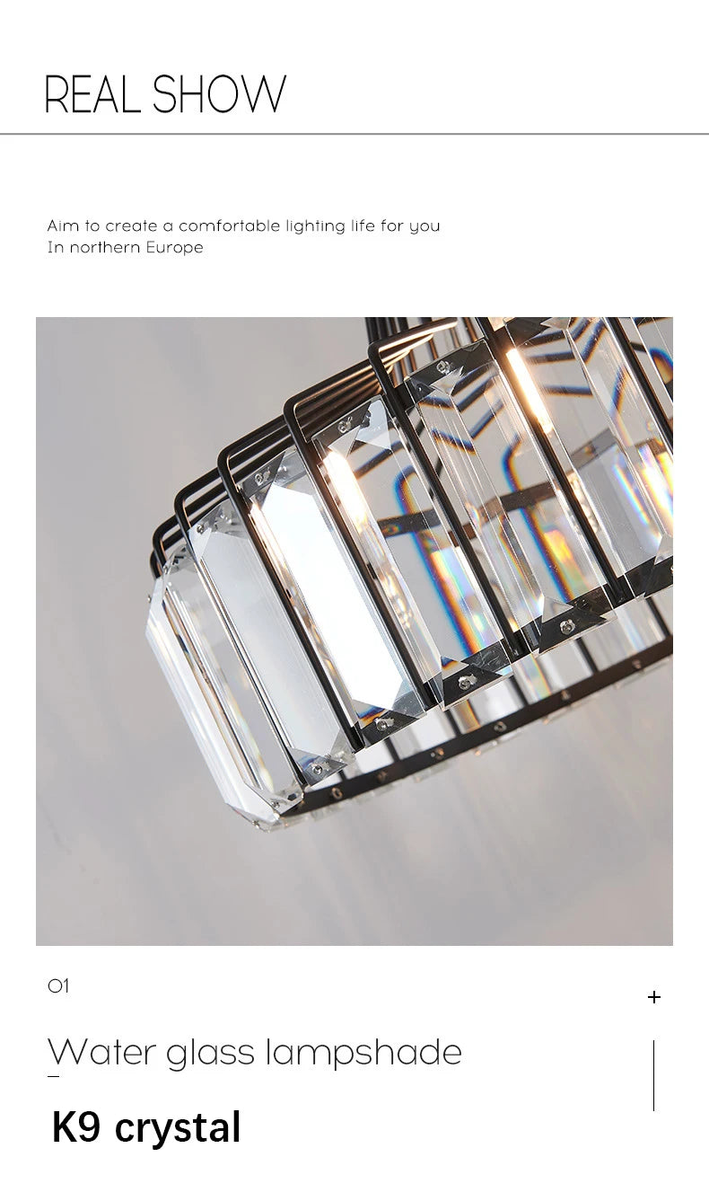 Modern K9 Crystal Pendant Light Led Ceiling Lamp Living Dining Room Nordic Chandelier Aisle Decor Balcony Corridor Fixture Lumi