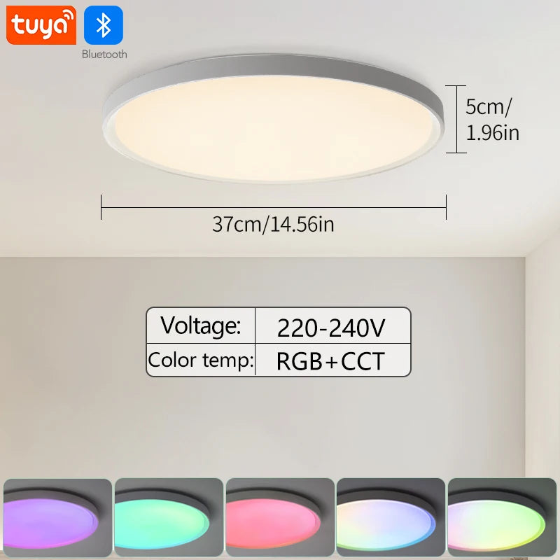 Smart TUYA Ceiling Light RGB Dimming APP Remote Control Bluetooth LED Light Home Interior Decoration Colour 32W 45W 47W AC 220V