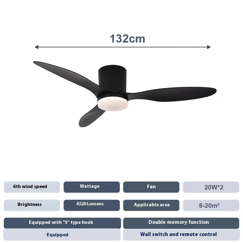 Nordic Ceiling Fan with Lights Dimmable Light Remote Control Quiet DC Motor Fans with Timer for Home Bedroom Living Room Foyer