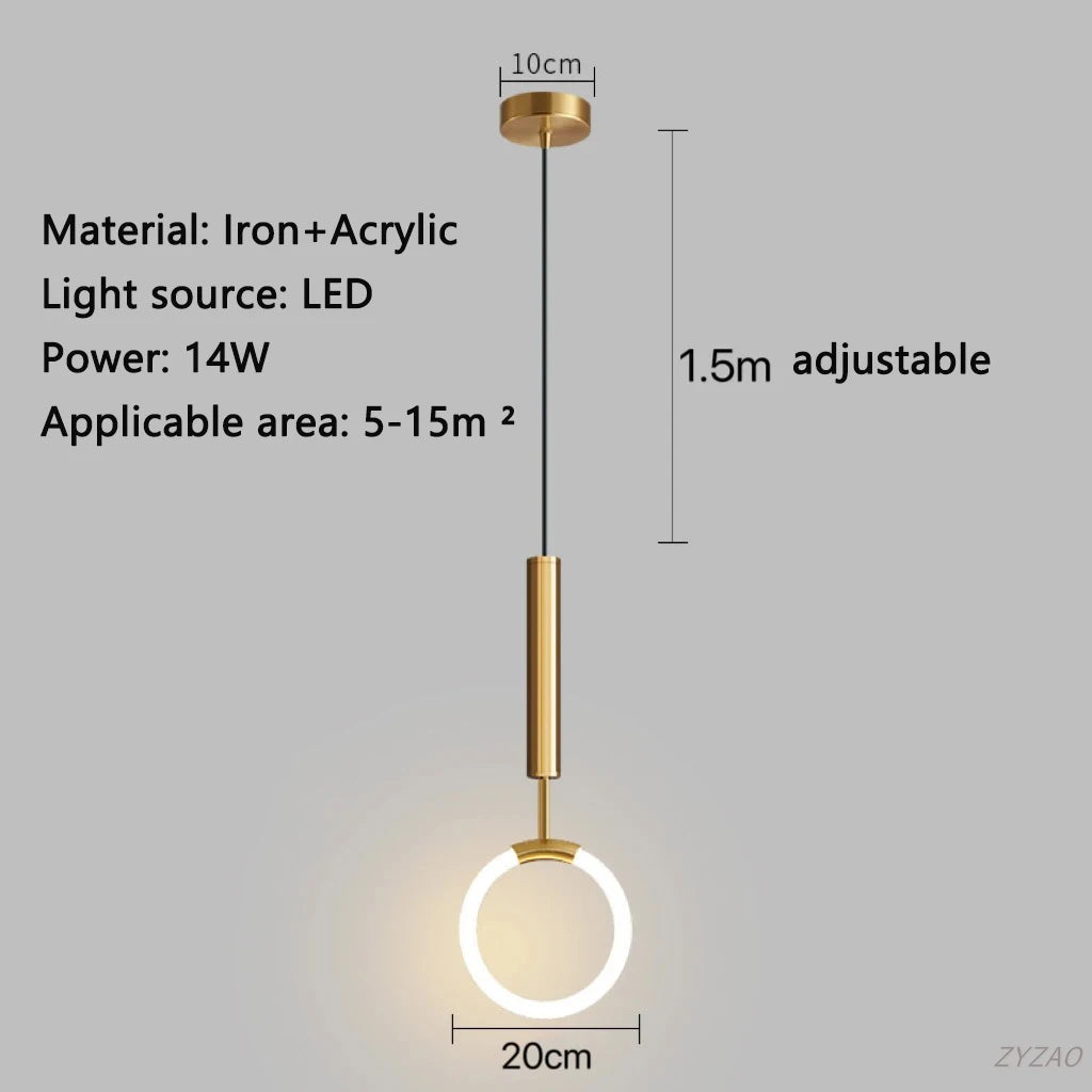 Modern Luxury Pendant Lamp Bedroom Bedside Bathroom Entrance LED Chandeliers Restaurant Kitchen Dining Hall Bar Hanging Lighting