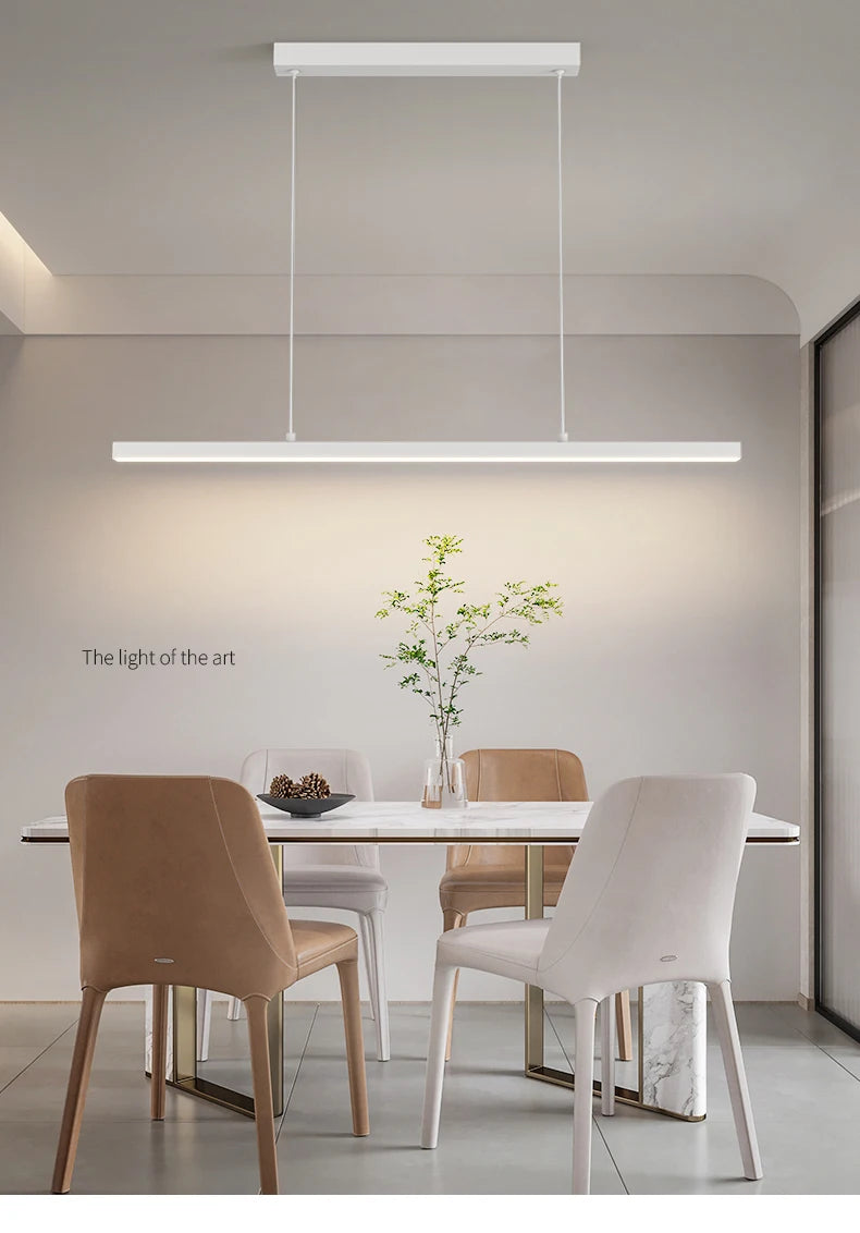 Minimalist One-word Restaurant Pendant Lights Designer Style Modern Dining Room Table Lamps Office Long Bar Table Chandelier