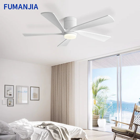 FUMANJIA 52" Solid Wood Ceiling Fan - 6-Speed Inverter Motor with Remote Control, Energy-Efficient Silent Operation for Living
