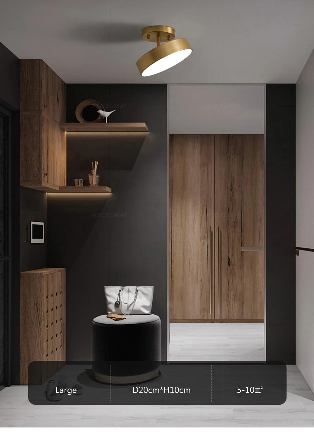 Modern LED Ceiling Light Copper Lamp For Bedroom Living Room Light Nordic Round Gold Black Entryway Corridor Aisle Decor Fixture