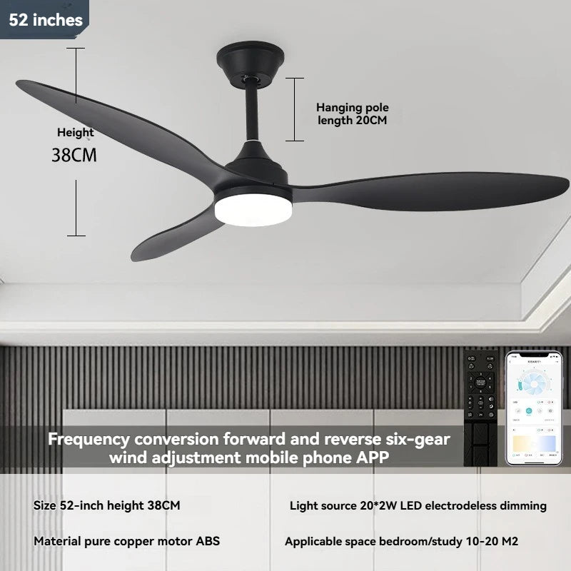 New bedroom ceiling fan light with integrated lamp and fan, study room ceiling fan light, flush mount fan light