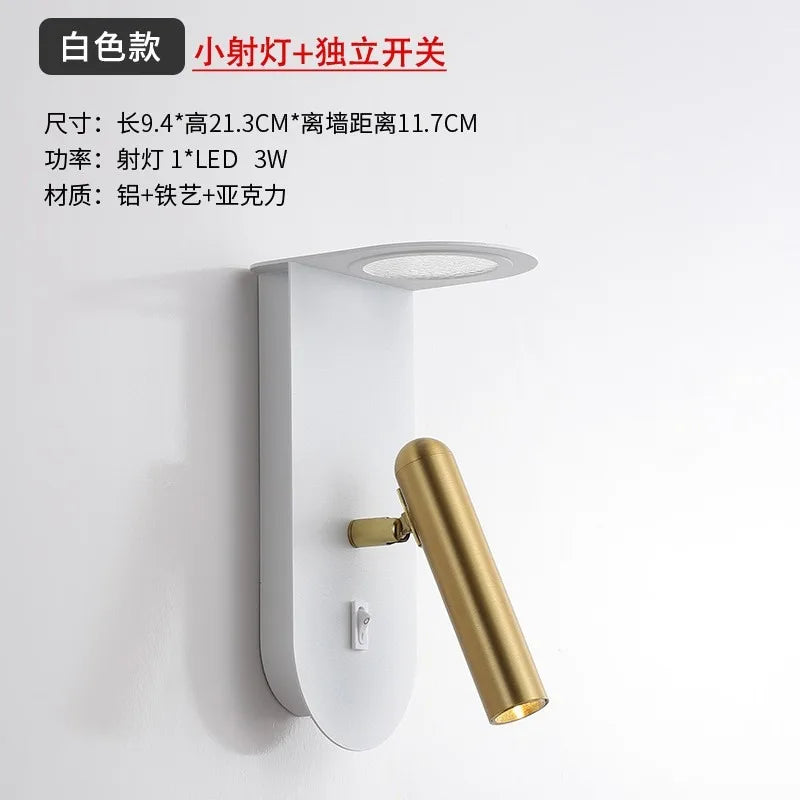 New Minimalist Wall Lamp Rotatable Spotlight Creative Bedroom Bedside Lamp Design Modern Led Wall Sconce ligjt for Hotel Rooms