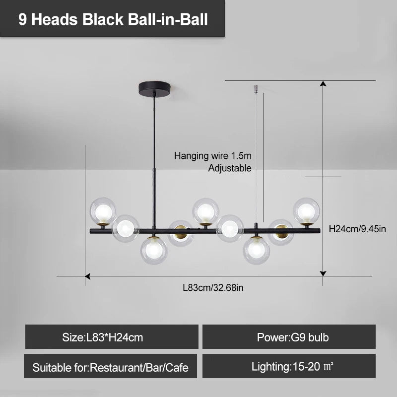 Modern Glass Pendant Lights Black Gold For Living Room Kitchen Restaurant Hotel Bar Front Desk Decor Hanging Lighting Fixture