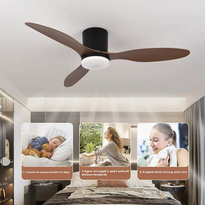 Nordic Ceiling Fan with Lights Dimmable Light Remote Control Quiet DC Motor Fans with Timer for Home Bedroom Living Room Foyer