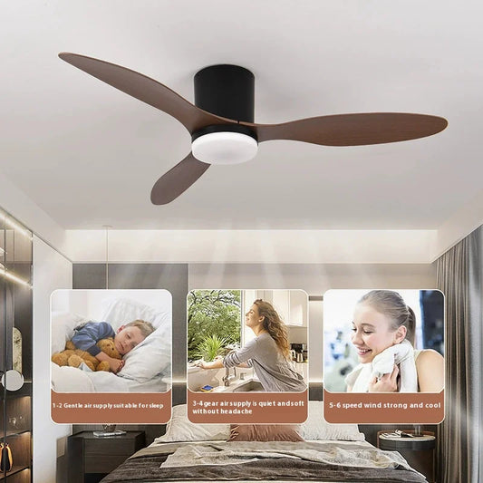 Nordic Ceiling Fan with Lights Dimmable Light Remote Control Quiet DC Motor Fans with Timer for Home Bedroom Living Room Foyer