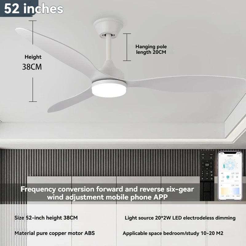 New bedroom ceiling fan light with integrated lamp and fan, study room ceiling fan light, flush mount fan light