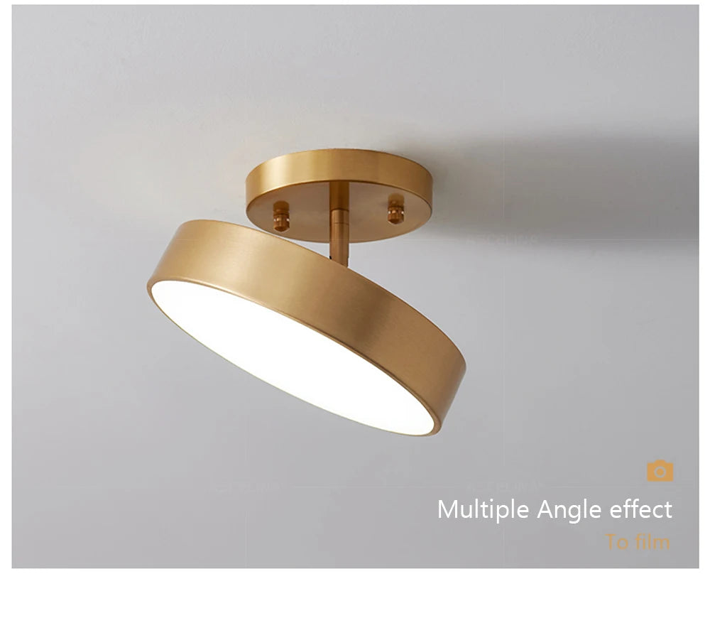 Modern LED Ceiling Light Copper Lamp For Bedroom Living Room Light Nordic Round Gold Black Entryway Corridor Aisle Decor Fixture