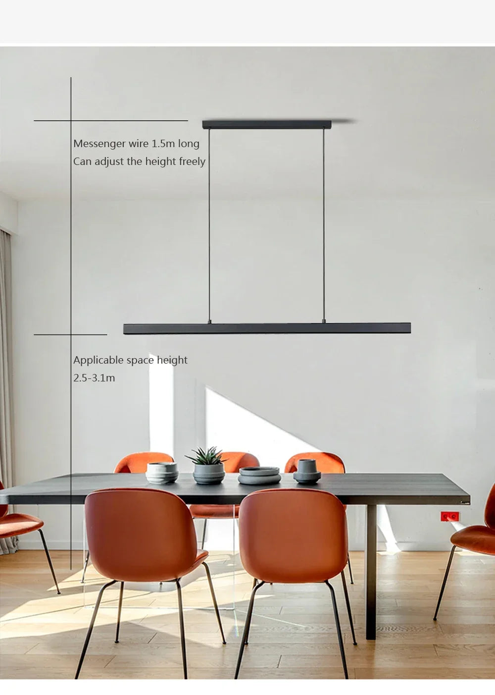 Modern LED Pendant Light For Living Dining Room Restaurant Office Long Simple Chandelier Home Deco Lighting Fixture Hanging Lamp