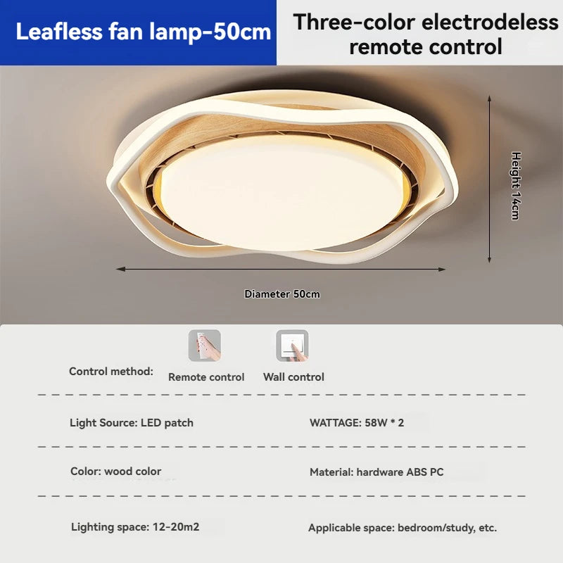 Full spectrum bladeless fan light new model, invisible and silent ceiling fan light for bedroom and master room