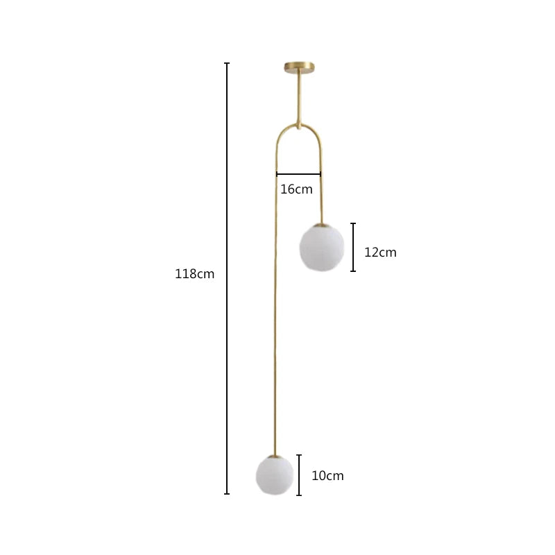 Nordic bedroom bedside restaurant pendant lamp bar simple living room background wall led creative glass ball brass lamp