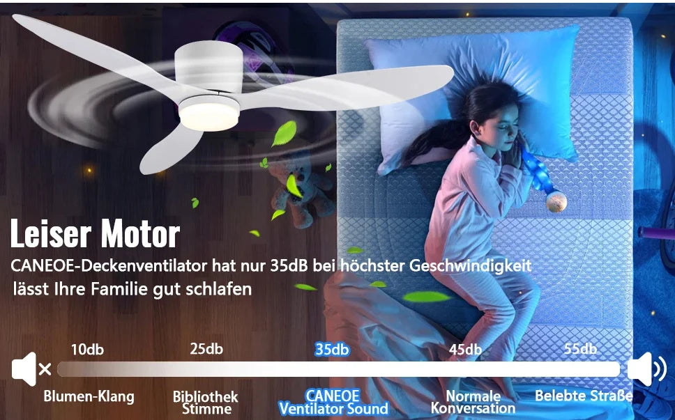 Modern Ceiling Fan with LED Light, DC Motor, Large Air Volume, Remote Control for Kitchen, Bedroom, Dining Room, Patio