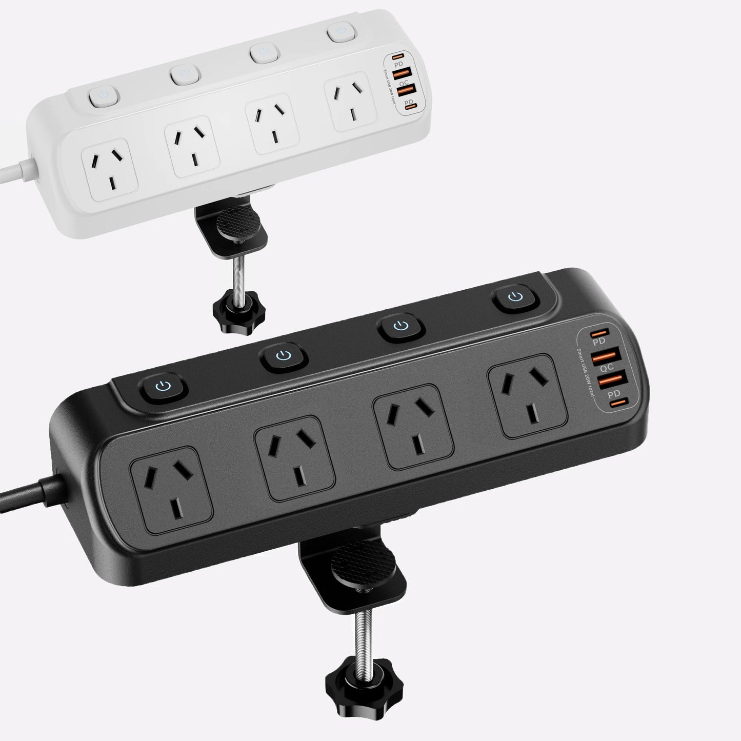 2500W Australia Au Ac Plug Multitap Independent Switch Power Strip 2m Extension Cord Outlets with 3 Usb-A 3 Usb-C Charging Ports
