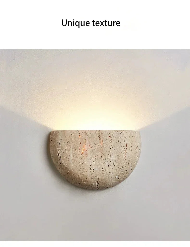 2025 Led Wall Lamp Bedroom Bedside Light Retro Medieval Style Yellow Cave Stone Nature Lighting Fixtures Home Room Decor Interio