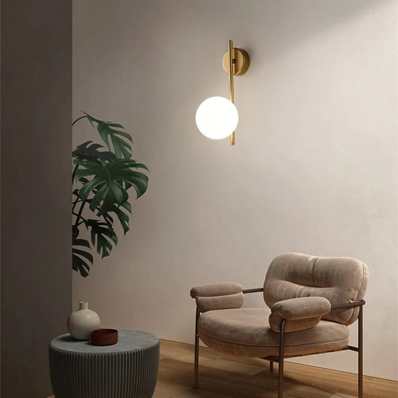 Frosted Glass Ball Indoor LED Wall Lamps with Plug Switch Black Gold G9 LED Wall Lights Wall Sconce for Corridor Aisle