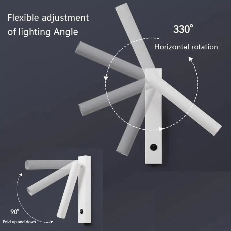 Minimalist Rotate Wall Sconce with Switch Home Decor Study Bedroom Bedside Reading Lamp Spotlight LED Adjustable Angle Wall Lamp