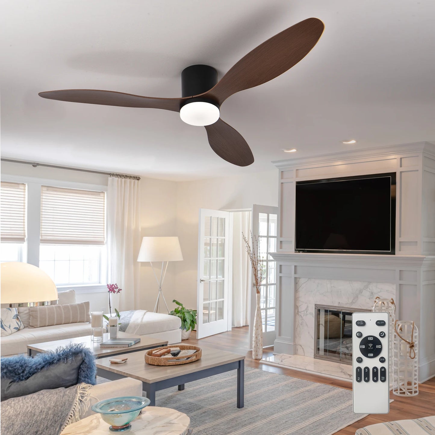 Modern Black White Low Floor DC Motor 30W Ceiling Fans With Remote Control Simple Ceiling Fan With Light Home Fan