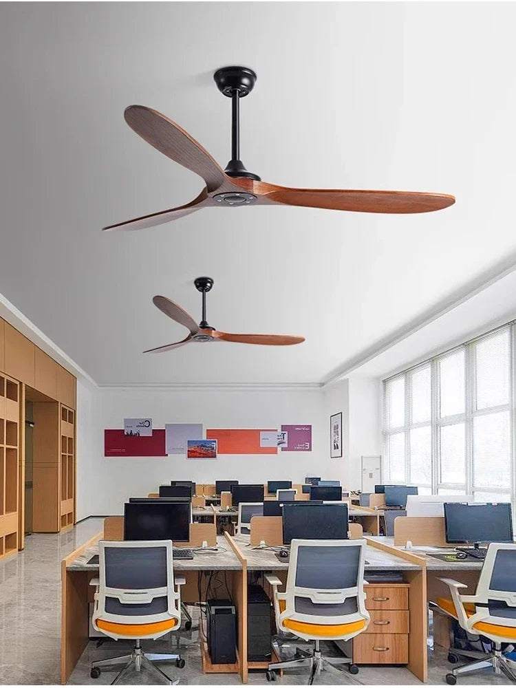 42/52/60/70 Inch Large wooden ceiling fan with DC Motor Remote Control ceiling lamp fan Electric fan for Living room bedroom