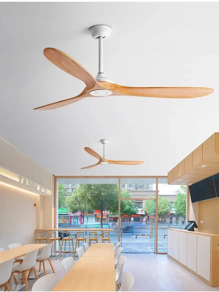 42/52/60/70 Inch Large wooden ceiling fan with DC Motor Remote Control ceiling lamp fan Electric fan for Living room bedroom