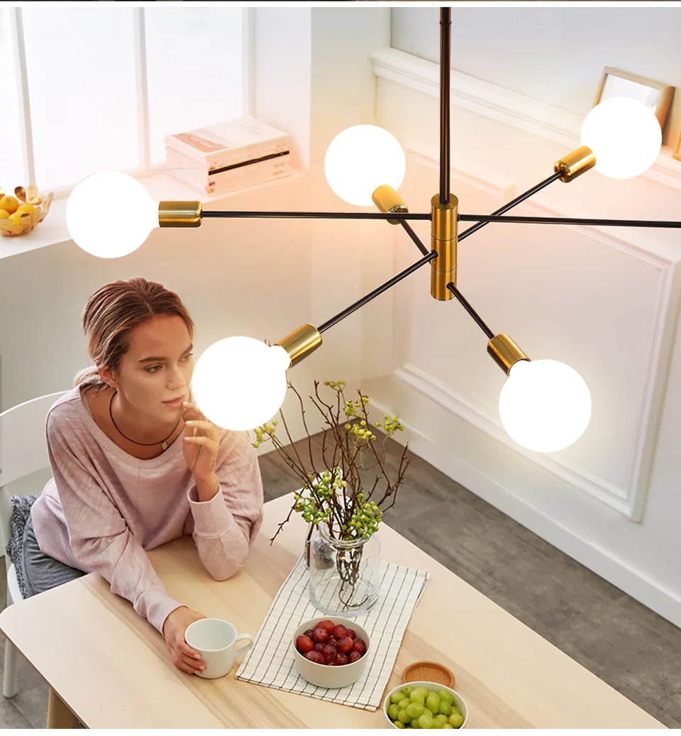 Nordic Modern Chandelier Hanging Lamps For Ceiling Home Decor Living Room Bedroom Pendant Indoor Fixtures E27 G95 G125 Milk Bulb