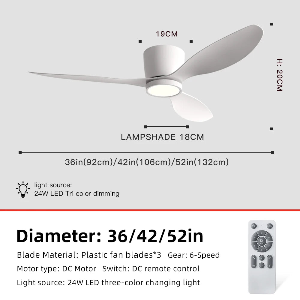 FUMANJIA 36/42/52 Inch Inverter Ceiling Fan with Light, Super - Silent, Ideal for Bedroom, Dining, Living Room & Office