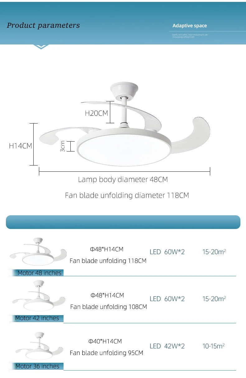 Electric Fan Chandelier Led Ceiling Lamp Room Decoration Dining Table Living Home Silent Bedroom Circulator Fan Light Fixture
