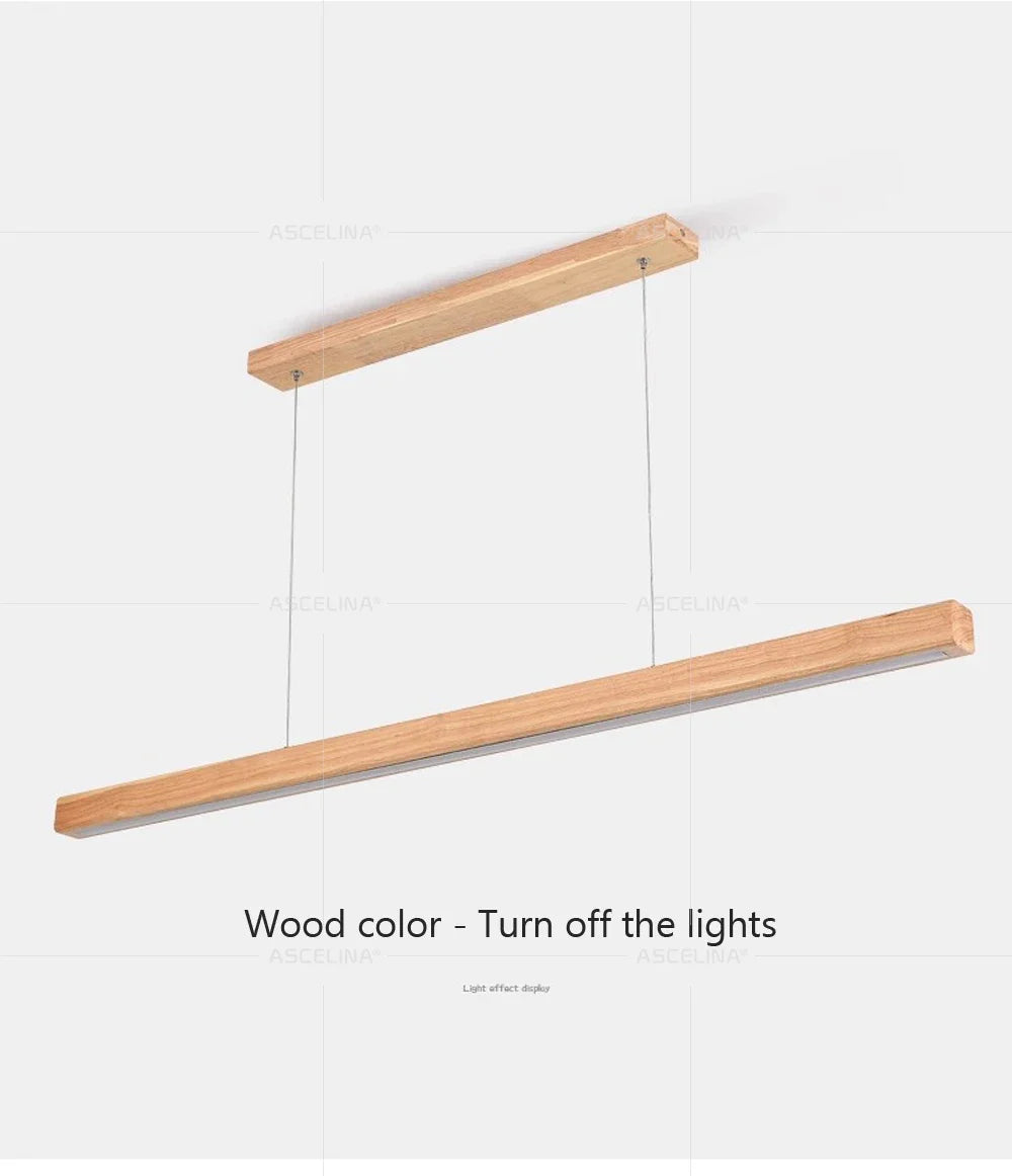 Modern LED Pendant Light wood Long Strip dining table lamp suspension Chandelier for living dining room kitchen lighting fixture