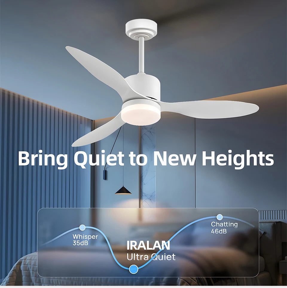 Nordic Ceiling Fan with LED Lighting Large Boom Cooling Electric Fan Three-blade Fan 6-speed Wind Lighting Energy-saving Fan