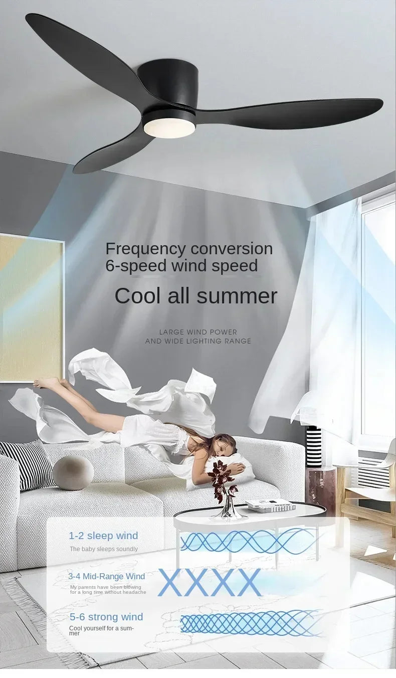 Modern LED Ceiling Fan Lights, Low Floor Decorative Lights with Remote Control, Home Lighting with Fans in Bedrooms and Homes