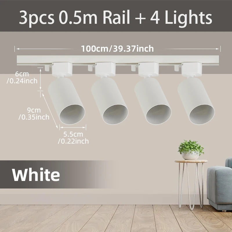 Full Set Track Light Led Ceiling Rail Lights Replaceable GU10 Light Source Spotlight for Living Room Bedroom Led Spot Track Lamp