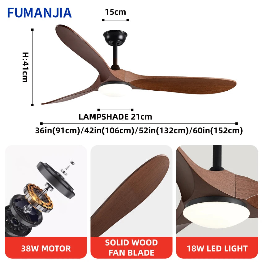 36,42,52,60 Inch Inverter Ceiling Fan Light w/Remote, Quiet, 6-Speed, Energy-Efficient for Living, Dining, Study, Bedroom