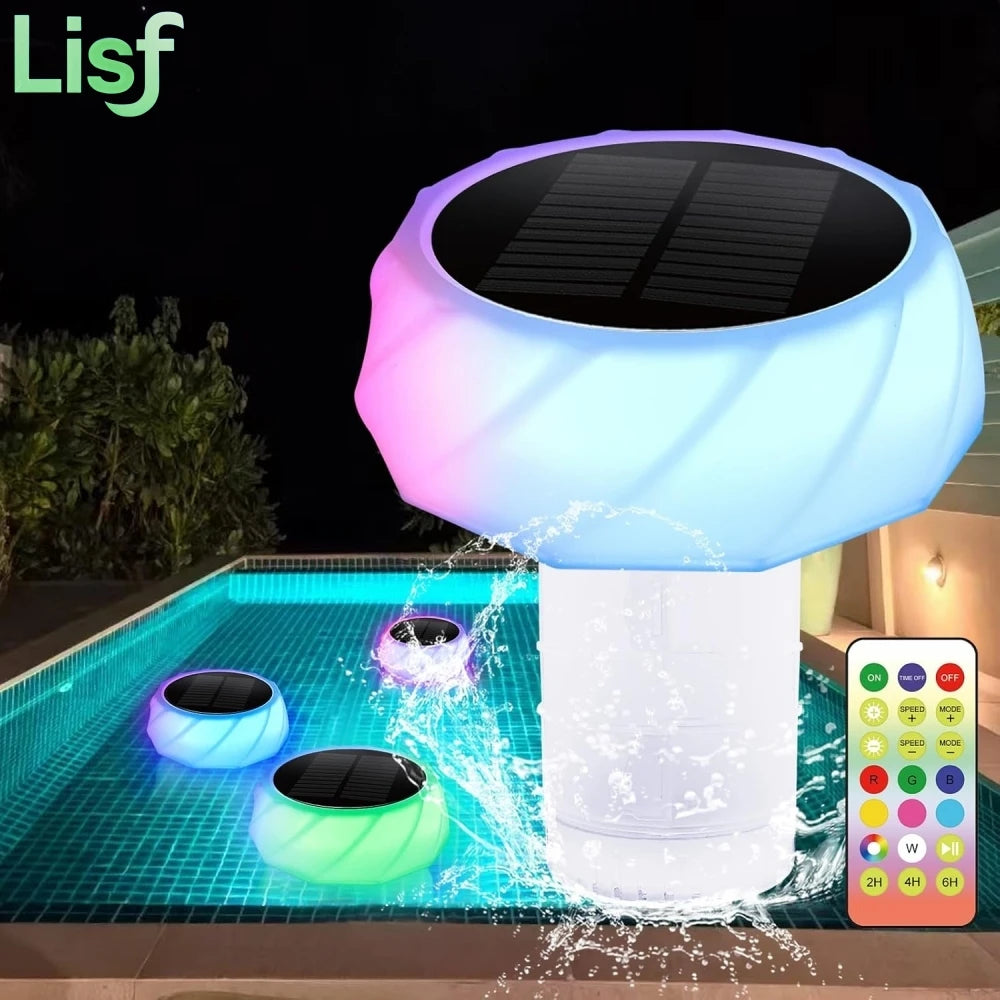 Solar Swimming Pool Lights Pool Chlorine Floater for 3inch Tablets Auto Light up at Night for Pool, Hot Tub,Party Decoration