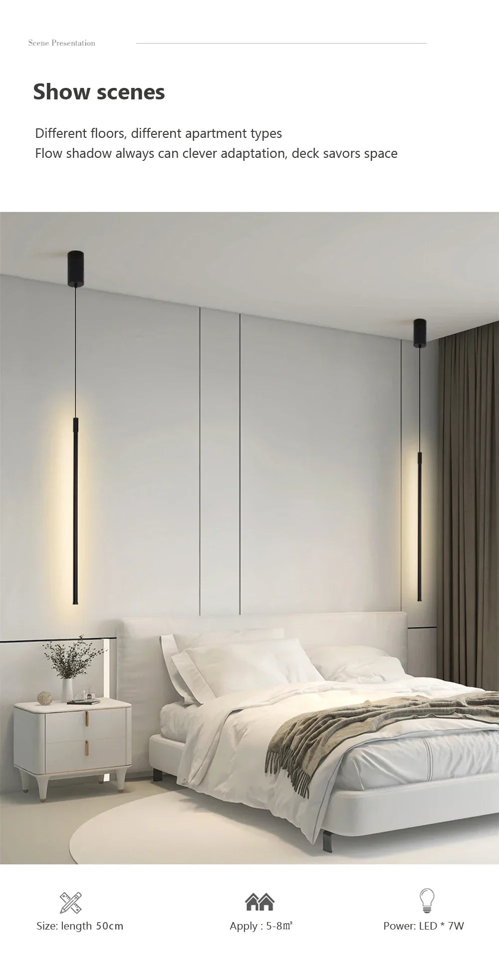 Modern LED Pendant Lights for Bedroom Bedside Living Room Hanging Lamp Background Lamp Chandeliers Home Decor Lighting Fixtures