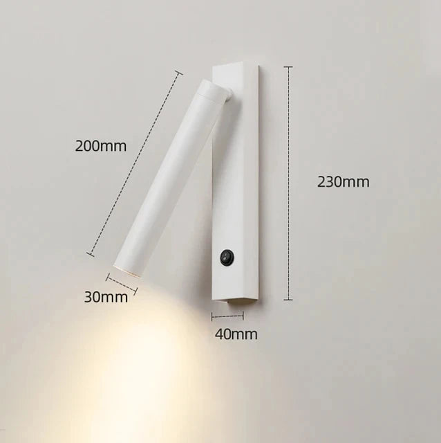 Minimalist Rotate Wall Sconce with Switch Home Decor Study Bedroom Bedside Reading Lamp Spotlight LED Adjustable Angle Wall Lamp