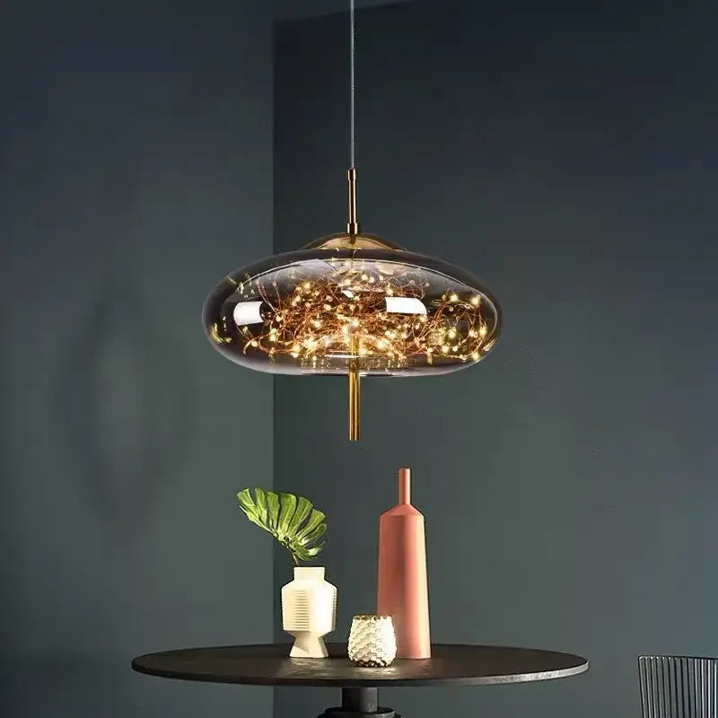 Modern Led Glass Pendant Lights for Bedroom Bedside Bathroom Hanging Lighting Ceiling Chandelier Lamp Decoration String Line