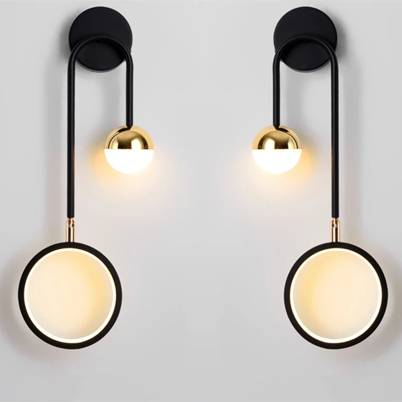 Modern Led Wall Lamp Nordic Sconce Round Lighting Luxury Rotatable Corridor Bedside Hallway Living Room Dining Indoor Deco Light