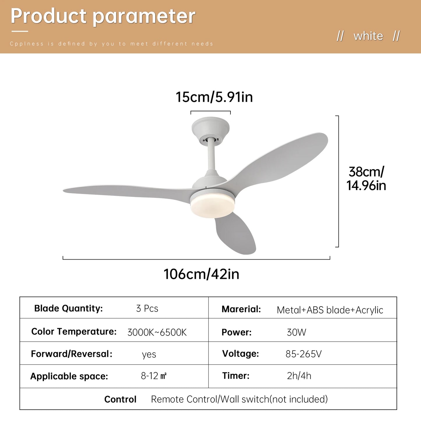 Ceiling Fan With Light,25 Inch/42 Inch/52 Inch Low Profile Ceiling Fan with remote control, For Indoor and Covered Outdoor