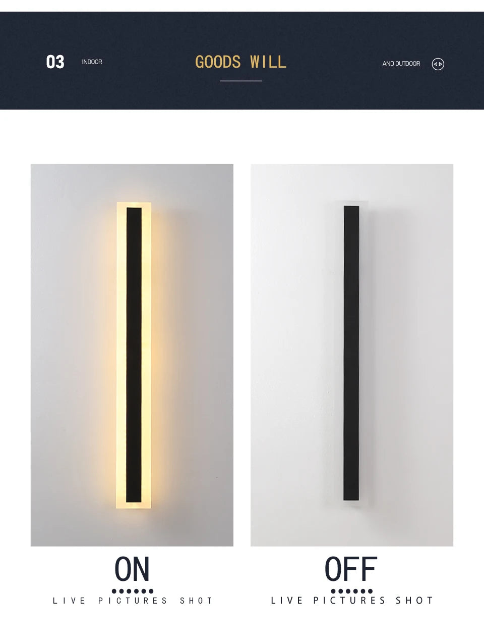 Outdoor IP65 waterproof Long strip lamp, simple LED wall light suitable for courtyard, villa, gate, garden outdoor decoration