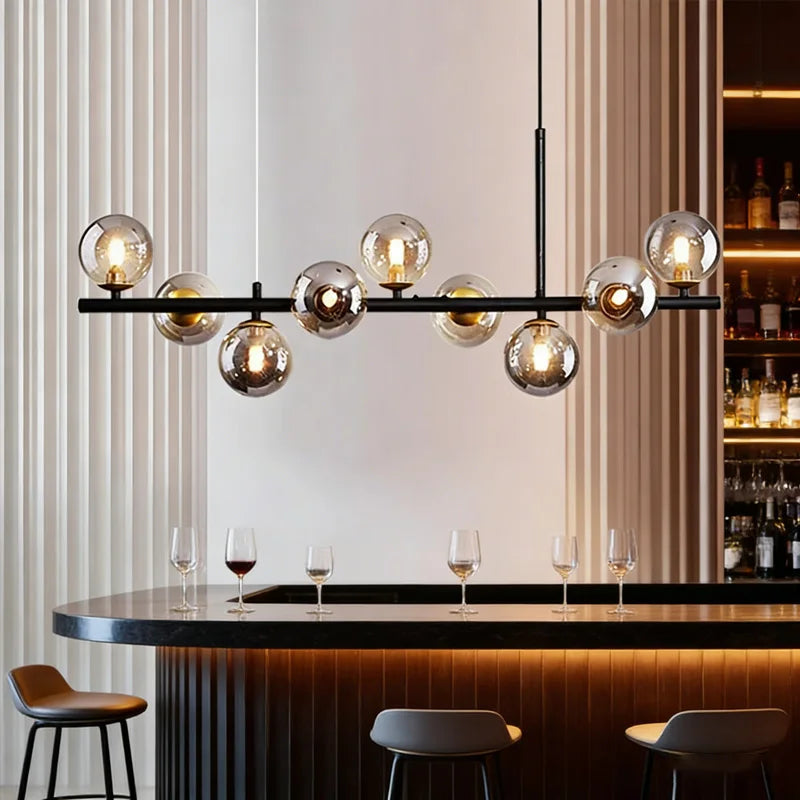 Modern Glass Pendant Lights Black Gold For Living Room Kitchen Restaurant Hotel Bar Front Desk Decor Hanging Lighting Fixture