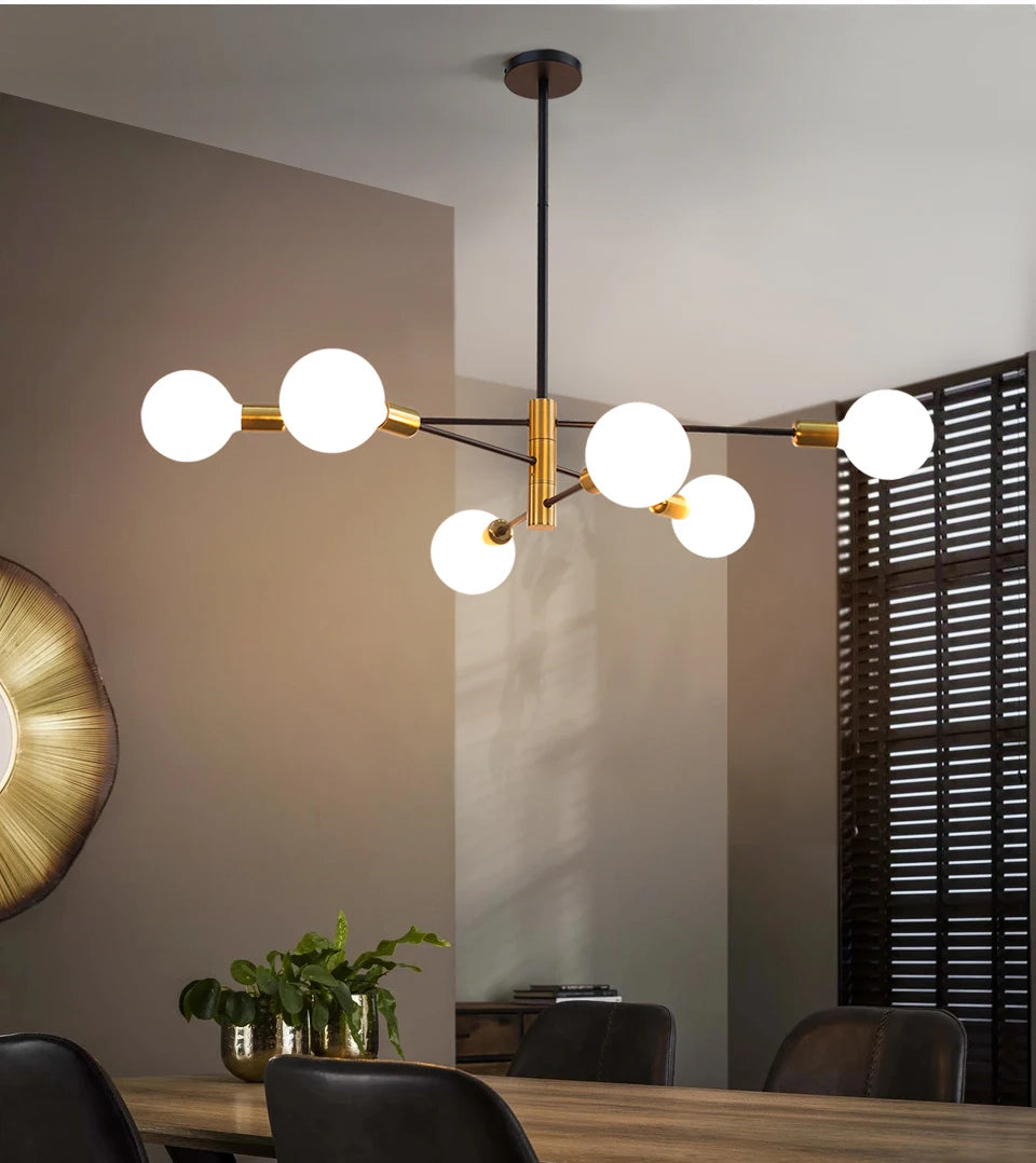 Nordic Modern Chandelier Hanging Lamps For Ceiling Home Decor Living Room Bedroom Pendant Indoor Fixtures E27 G95 G125 Milk Bulb