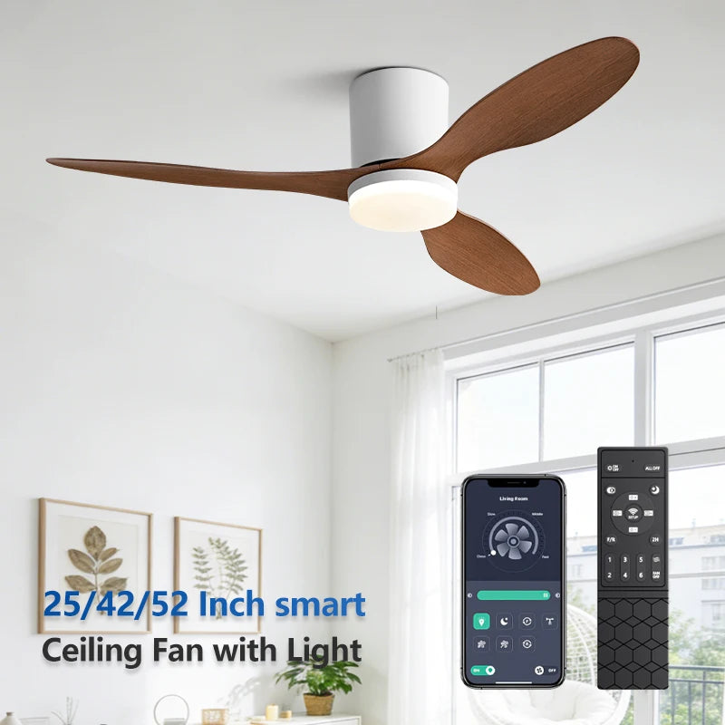 25/42/52inch Modern Ceiling Fan with LED Light APP Control DC motor Large Air Volume Simple Home Fan 110-230V