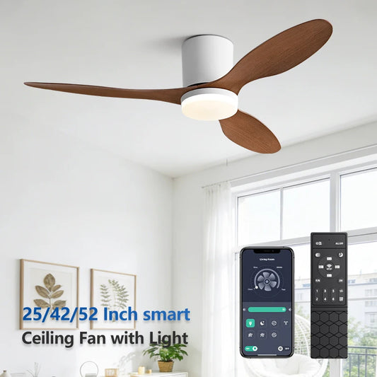 25/42/52inch Modern Ceiling Fan with LED Light APP Control DC motor Large Air Volume Simple Home Fan 110-230V