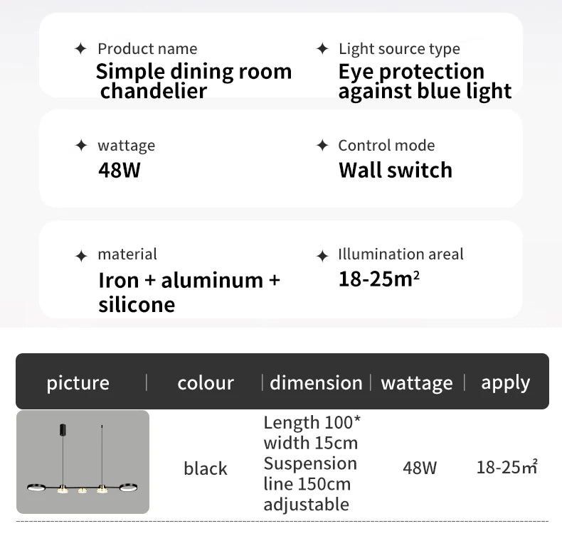 Pendant Lights Hanging Lamp Modern Table LED Long Linear Chandelier Kitchen Island Lighting For Dining Living Room Office Light